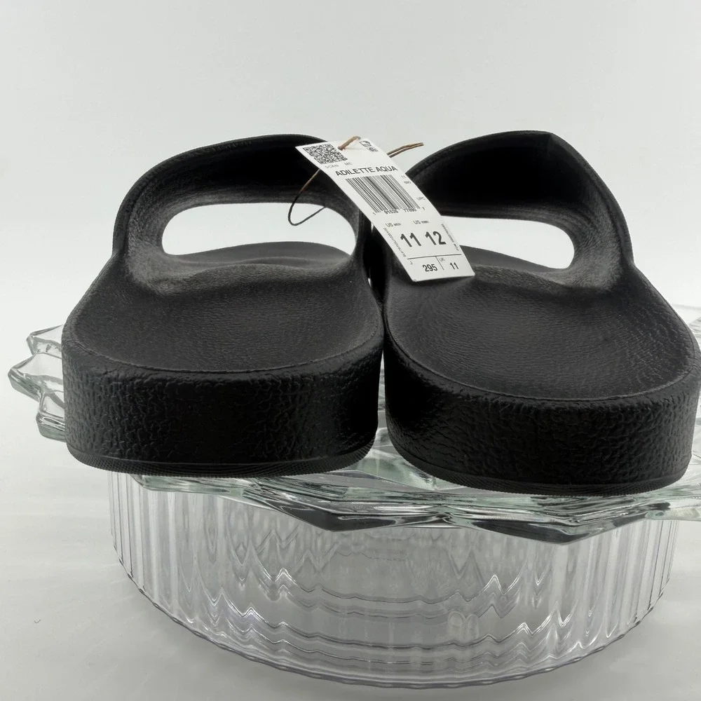 Adidas Adilette Aqua Slides‎ Mens 11 Womens 12 Black F35550 Sandals New
